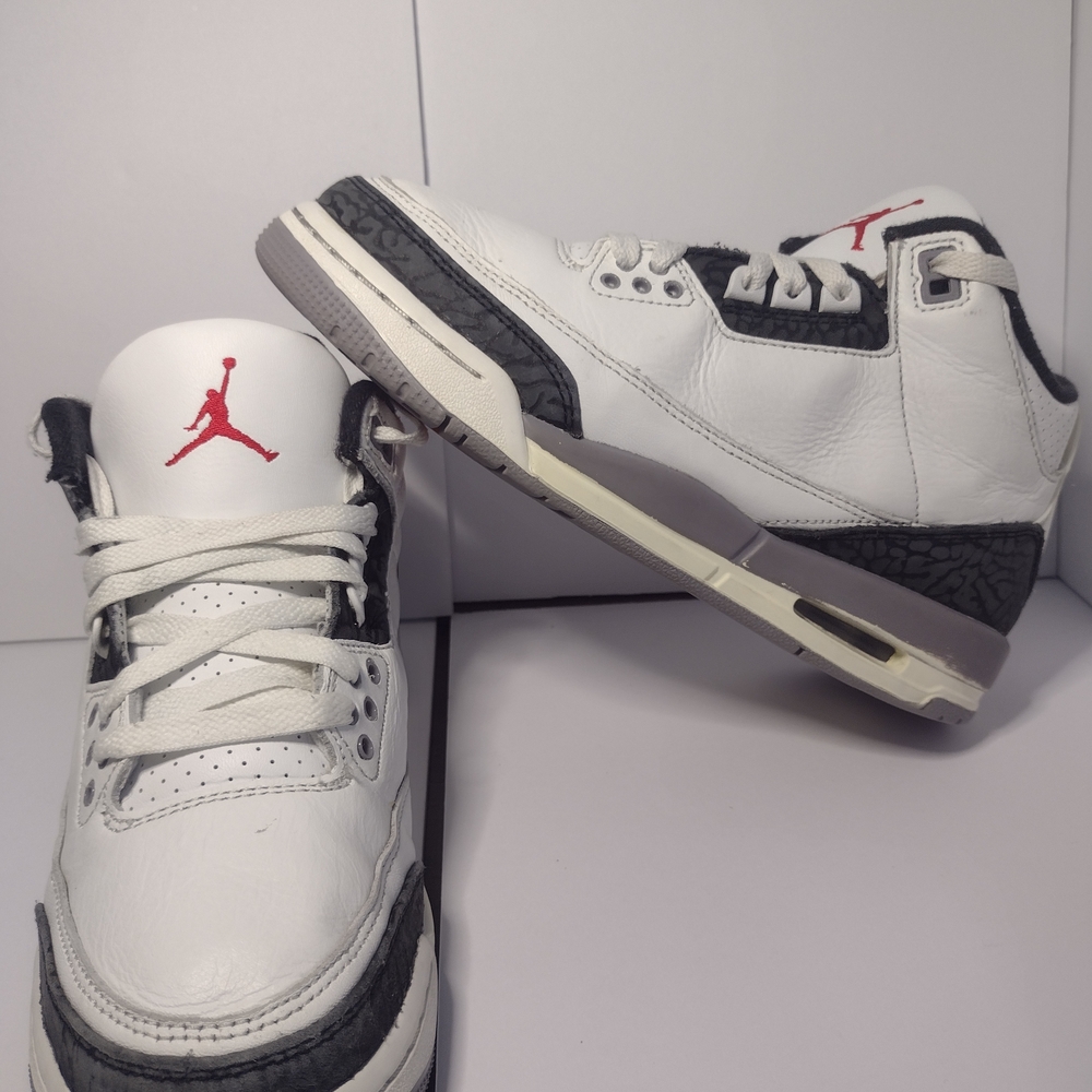 Nike Air Jordan 3 Retro Cement Grey White Sneakers Men Shoe Size 6.5Y